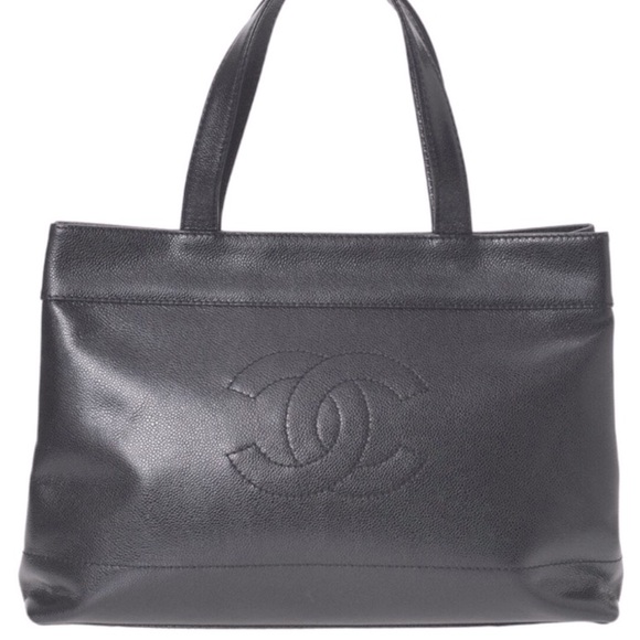 CHANEL Handbags - Chanel Coco Mark Black Caviar
Leather Tote (Pre-Owned-good condition)